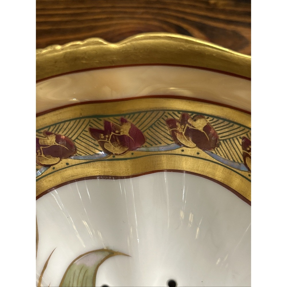 Antique T&V Limoges France Pickard Hand Painted Berry Bowl‎ Strainer Gold Gilt - Picture 4 of 11
